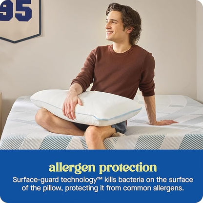 Sealy Dreamlife King Size Memory Foam Cooling Pillow with Surface Guard Technology, Removable Machine-Washable Cover, 1 Year Limited Warranty, White