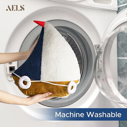 AELS Sailboat & Lifebuoy Nautical Throw Pillows Set of 2, Coastal Decor for Beach Enthusiasts Beach House, Ideal for Sofa Couch Living Room Bedroom and Nursery, Navy Blue and White