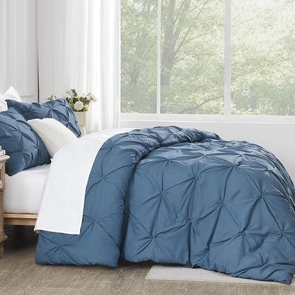 Andency Ocean Blue King Size Comforter Set (104x90Inch), 3 Pieces Soft Lightweight Western Modern Pinch Pleat Bedding Comforters, All Season Warm Down Alternative Bed Set for Boys Men Adults