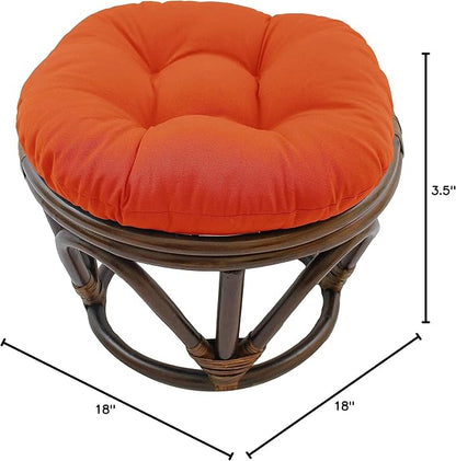 Blazing Needles Solid Twill Round Footstool Cushion, 18", Tangerine Dream
