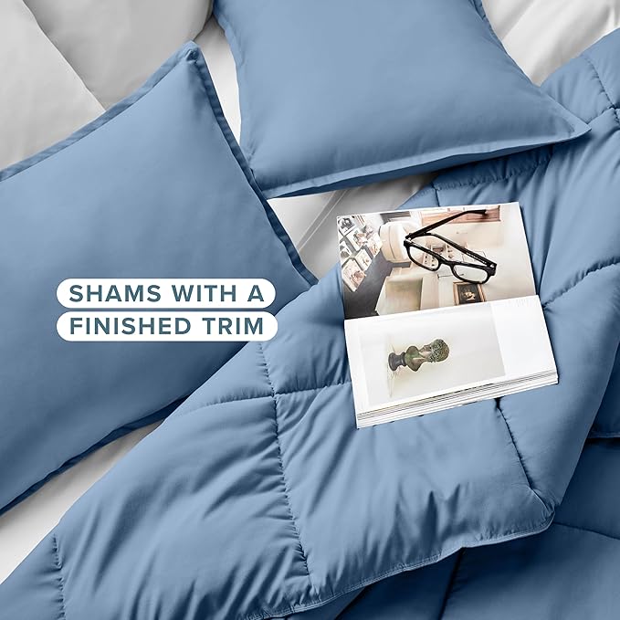 Bare Home Comforter Set - Queen Size - Ultra-Soft - Goose Down Alternative - Premium 1800 Series - All Season Warmth (Queen, Coronet Blue)