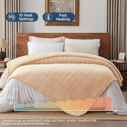 Westinghouse Electric Blanket Full Size, Soft Plush Sherpa Heated Blanket with 10 Heating Levels & 1-12 Hours Auto-Off, Machine Washable, 80x84 inches, Yellow