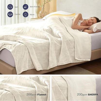 Electric Blanket Twin 62"x84" Heated Electric Blankets 10 Heating Levels 12 Time Settings 8 Hours Auto Off Fast Heating and Overheat Protection ETL Certified Machine Washable,Ivory
