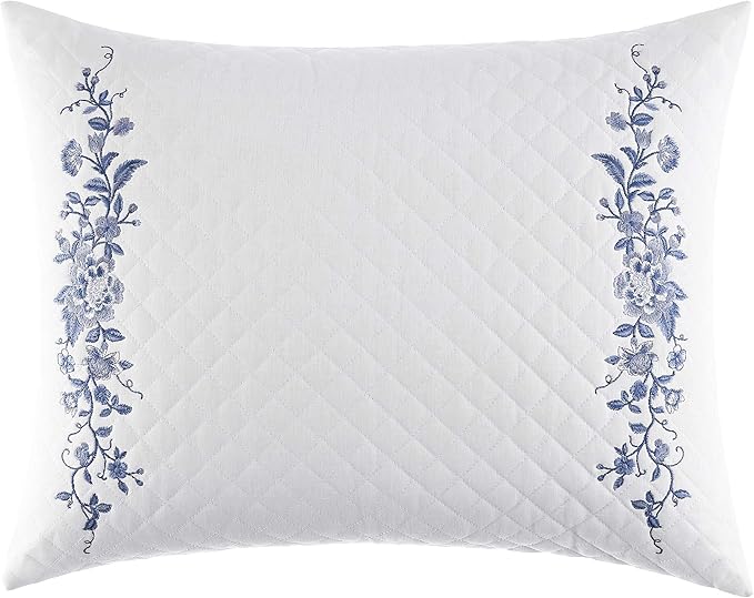 Laura Ashley - Ruffled Throw Pillow, Decorative Home Decor with Envelope Closure (Charlotte Blue, 16" x 20")