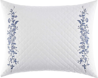 Laura Ashley - Ruffled Throw Pillow, Decorative Home Decor with Envelope Closure (Charlotte Blue, 16" x 20")