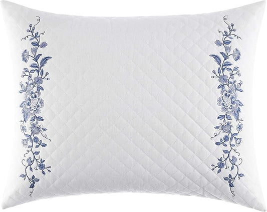 Laura Ashley - Ruffled Throw Pillow, Decorative Home Decor with Envelope Closure (Charlotte Blue, 16" x 20")