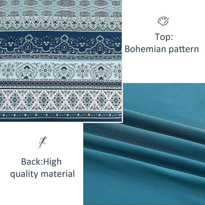 Cottolester Boho Full Size Comforter Set 8 Pieces, Teal Blue Comforter Bohemian Striped Bed in A Bag, Soft Microfiber Bedding Set for All Seasons