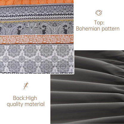 Cottolester Boho Comforter Set Queen Size,8 Pieces Orange Bohemian Striped Bed in a Bag,Paisley Soft Microfiber Bedding Comforter Set