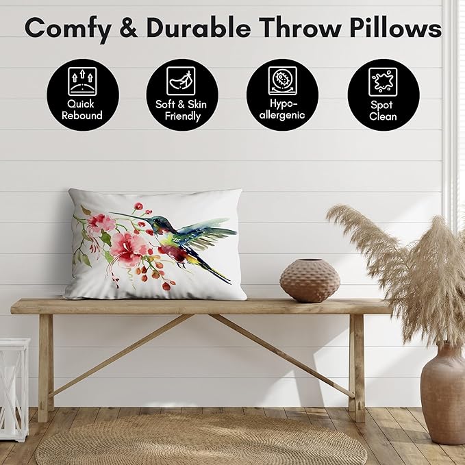 Americanflat 20x14 Throw Pillow with Sewn-in Insert - All-in-One Decorative Pillows - No Cover Needed - Soft and Durable Cushion for Bed or Sofa - Polyester - White