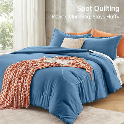 MUXHOMO Full Comforter Sets, All Season Ultra Soft Down Alternative Bedding - 3 Piece Lightweight Bed Set Includes 1 Comforter (82"x86") and 2 Pillow Shams (20"x26"), Teal