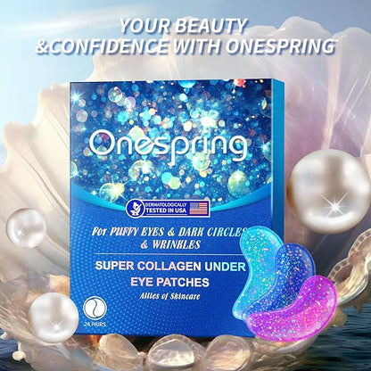 Eye Gel Pads (24 Pairs) - Under Eye Patches for Puffy Eyes, Wrinkles, Dark Circles, Natural Collagen Eye Gels, Under Eye Mask Patches for Face to Soothe Puffiness, Eye Bags