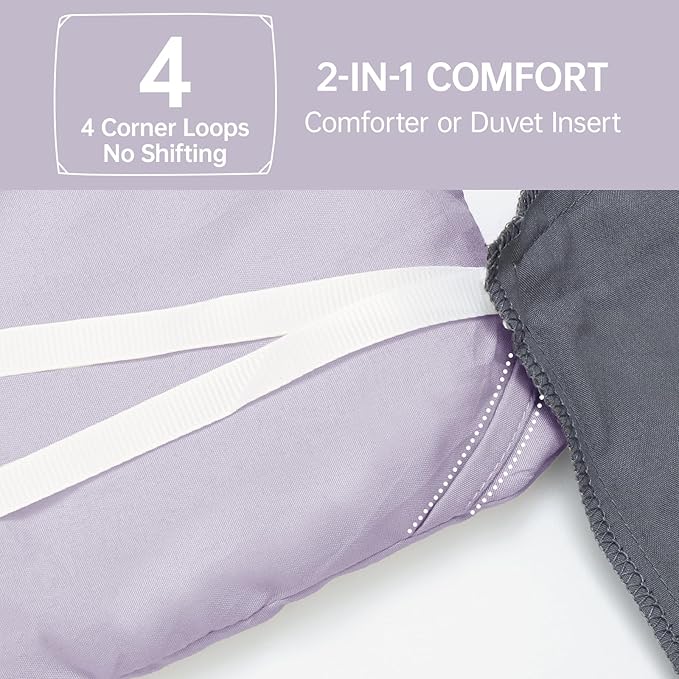 MUXHOMO Full Comforter Sets, All Season Ultra Soft Down Alternative Bedding - 3 Piece Lightweight Bed Set Includes 1 Comforter (82"x86") and 2 Pillow Shams (20"x26"), Lavender