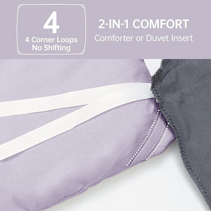 MUXHOMO Full Comforter Sets, All Season Ultra Soft Down Alternative Bedding - 3 Piece Lightweight Bed Set Includes 1 Comforter (82"x86") and 2 Pillow Shams (20"x26"), Lavender