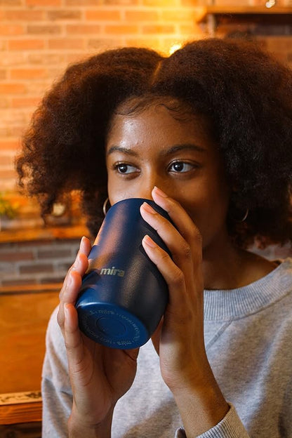 MIRA 16 oz Travel Coffee Mug - Insulated Stainless Steel Tumbler with Screw Lid - Admiral Blue