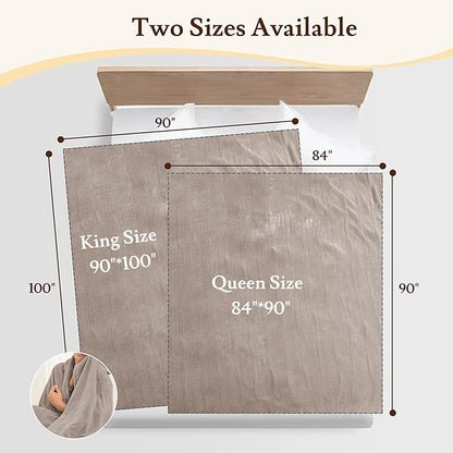 Electric Heated Blanket 90"x100" King Size - 4 Heat Settings & Dual Controllers, 10H Auto Shut Off, Ultra-Soft Coral Fleece Heated Blanket with Overheat Protection, Light Brown