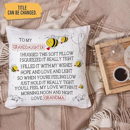 Hyturtle Personalized to My Granddaughter Pillow (Insert Included) Gifts from Grandma - Birthday for Granddaughter - Bee Custom Name Sofa Couch Cushion Home Decor Throw Pillow