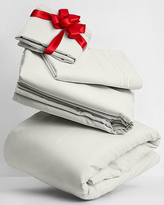 Mellanni Twin Sheets Set - 3 PC Iconic Collection Bedding - Hotel Luxury, Extra Soft, Cooling Bed Sheets - Wrinkle, Fade, Stain Resistant (Twin, Ivory)