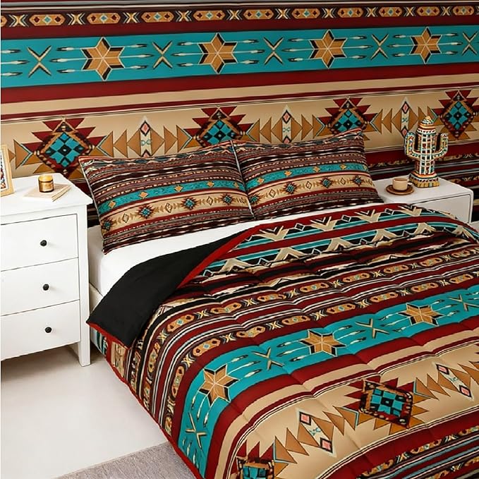 Aztec Quilt Ethnic Tribal Arrow Comforter Set,Retro Southwest Native Bohemian Bedding Set King,Western Star Geometric Sriped Duvet Insert African Tribe Exotic Nordic Style Boho Decor,Warm Taupe