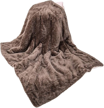 DW-Eagle Grey Plush Fleece Receiving Blanket for Dog, Cat, Couch, Travel - Warm, Soft, 32" x 40"