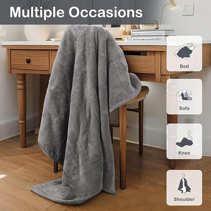 Electric Heated Blanket Full Size 72"x84",Fast Heating Throw, Soft Plush Microplush for Bed & Couch, 10 Hours Auto Off & 5 Heating Levels, Machine Washable, Gifts for Grandma & Family-Light Gray