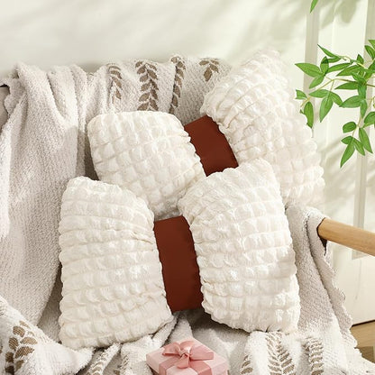Novabright 2 Pcs Bow Pillow, 13 x 14 Bow Shaped Coquette Throw Pillow, Cushion Soft Home Decorative for Bedroom Sofa Couch Living Room(Beige)