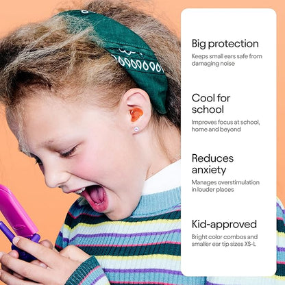 Loop Engage Kids 2 Ear Plugs (6-12yrs) – Reusable Everyday Noise Relief for Kids | Kids Earplugs for Focus, Anxiety, Stress, School, Home, Playtime – 16 dB Noise Reduction Ear Plugs