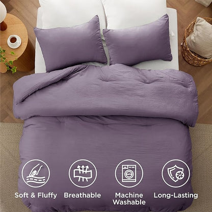 Bedsure Oversized King Comforter Set, Grayish Purple Soft Prewashed Bedding for All Seasons, 3 Pieces GentleSoft™ Bed Set, 1 Lightweight Comforter (120"x98") and 2 Pillowcases (20"x36")