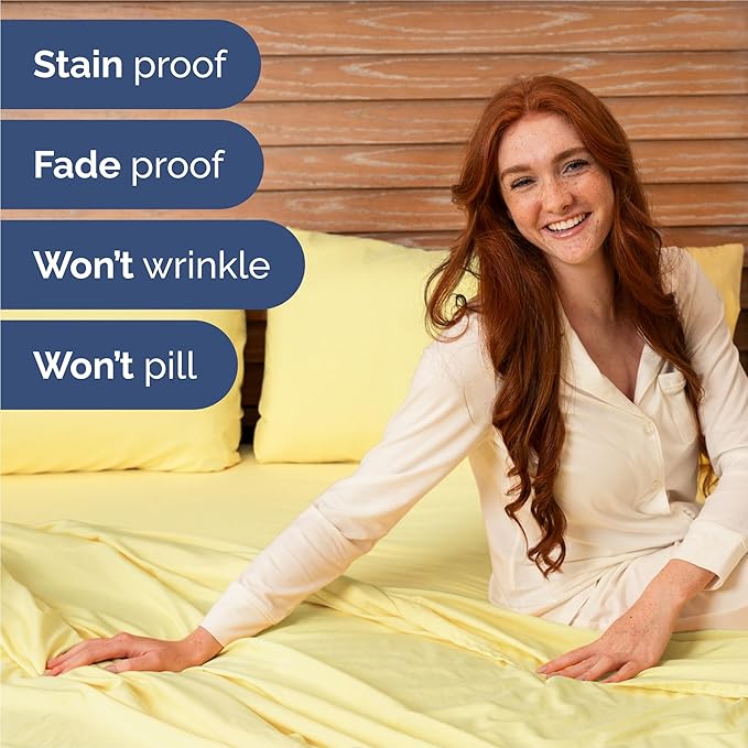 Queen 6 Piece Sheet Set - Comfy Breathable & Cooling - Ultra Soft Hotel Luxury Bedding Set w/ 8-16 Inch Deep Pockets - 1 Flat & 1 Fitted Sheet & 4 Pillowcases - Cozy, Wrinkle Free & Easy Care - Yellow