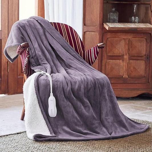 Heated Blanket 50''x60''-Soft and Comfortable Electric Throw,5 Heat Settings and 3H Auto Shut-Off Heating Blanket ETL&FCC Certification Machine Washable (Dusty Purple)