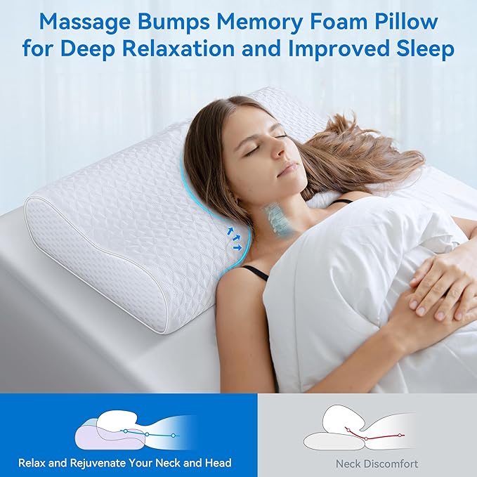 Cervical Neck Pillow King Size -Adjustable Sandwich Dynamic Memory Foam Pillows for Sleeping, Cooling Contour Pillow Ergonomic Orthopedic for Side, Back & Stomach Sleepers Soft, White
