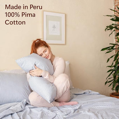 Peru Pima 415 Thread Count Percal Standard Pillowcases - 100% Peruvian Pima Cotton, 2 Piece (2 Pillowcases) - Cooling, Crisp, Hotel Quality Bedding - Slate