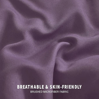 Exclusivo Mezcla Lightweight Reversible Full Queen Size Comforter Set, Down Alternative Comforter with 2 Pillow Sham, Full Queen Size Bedding Set for All Seasons, Dusty Lavender/Lilac Ash