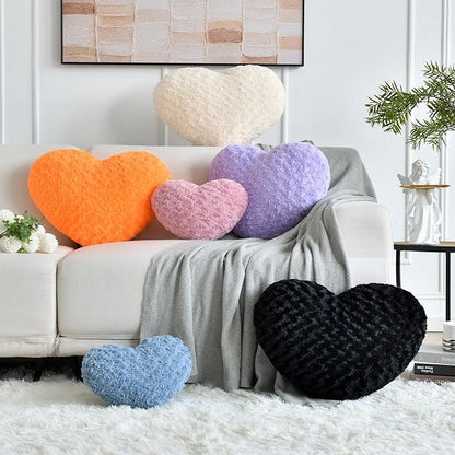 Heart Pillow, Soft Heart Shaped Pillow with Room Decorative Throw Pillows for Bed Couch Chair Sofa, Heart Shaped Cute Throw Pillow Cushion for Bedroom Living Room (Orange, Large 19.6" x 15.7")