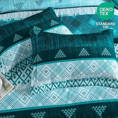 Xruibed Teal King Comforter Set 7 Pieces, Boho Striped Bed in a Bag King Size Soft Microfiber All Season Bedding Set with Comforter, Sheets, Pillowcases & Shams(104"×90")