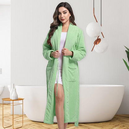 Women's Shawl Collar Bathrobe, Soft Long Towel Robes for Women - Super Absorbent Quick Dry yet Warm