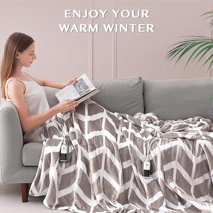 VENTIMI Electric Blanket Queen Size, 84" x 90" Heated Blanket with 9 Heat Levels & 2-4-8-10 Hours Auto Off, Fast Heating Blanket with ETL & FCC Certification, Beige