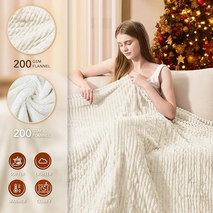 Homemate Electric Heated Blanket Twin Size - 62"x84" Heating Blanket Twin Size 1/2/4/6/8 Hours Auto-Off 10 Heat Level Over-Heat Protection Soft Flannel Sherpa ETL Certification