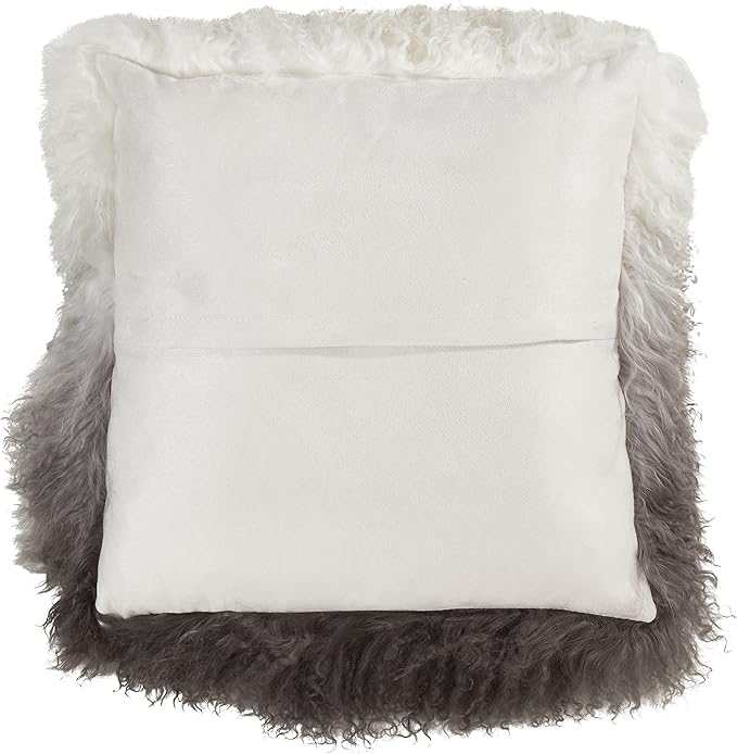 SARO LIFESTYLE Ombre Mongolian Lamb Fur Poly Filled Throw Pillow
