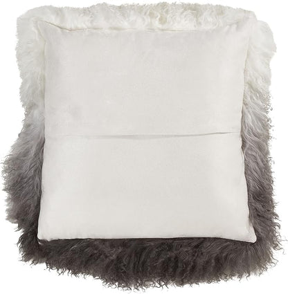 SARO LIFESTYLE Ombre Mongolian Lamb Fur Poly Filled Throw Pillow