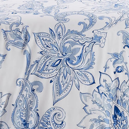 Levtex Home - Benette Comforter Set - King Comforter + Two King Pillow Cases - Floral Paisley - Blue and White - Comforter (106 x 94in.) and Pillow Case (36 x 20in.) - Cotton
