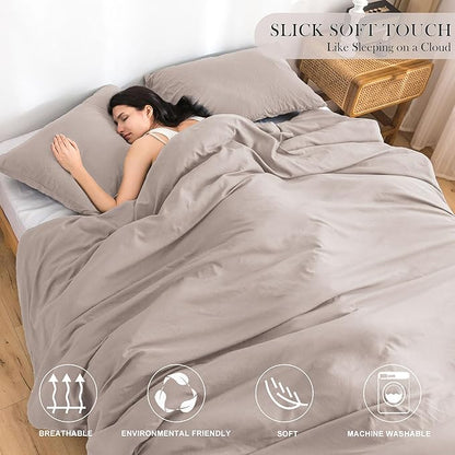 COTTEBED Ultra-Soft Twin Bedding Comforter Set, Lightweight But Warm All Season Use, Cozy Fluffy Washed PolyCotton Microfiber, Conforter & Pillowsham(Twin/Twin XL Size Signal Dorm Kid Bed Beige Brown)