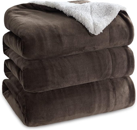 Bedsure GentleSoft Sherpa Fleece Blankets King Size for Bed - Thick and Warm Throw for Women and Men, Soft Fuzzy Plush King Blanket for Winter, Non-Heated, Brown, 108x90 Inches