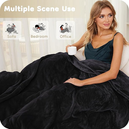 Electric Heated Blanket Twin Size 62"×84", Breathable & Luxurious Flannel, Soft Warm Gift with Over-Heat Protection, 4 Heating Levels & 10 H Auto Shut Off, Machine Washable，Dark Grey