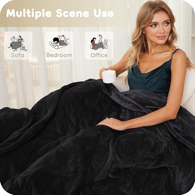 Electric Heated Blanket King Size 90"×100", Comfortable & Luxurious Flannel, 4 Heating Levels & 10 H Auto Shut Off, Dark Grey