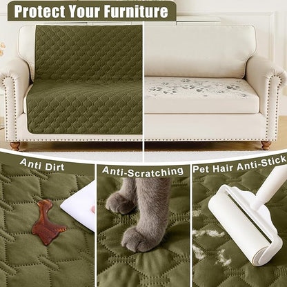Smiry Waterproof Dog Bed Cover Blanket, Soft Reversible Pet Blanket, Washable Leakproof Cats Dogs Couch Cover for Sofa, Couch, Furniture (30x70 Inch, Green/Navy)
