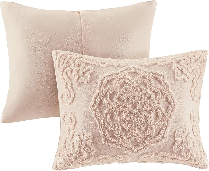Madison Park - MP10-5878 Laetitia Shabby Chic All Season Down Alternative Bed Set with Matching Shams, King/Cal King(104"x92"), Floral Blush 3 Piece