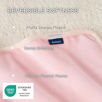 Bedsure Waterproof Dog Blankets for Small Dogs - Small Cat Blanket Washable for Couch Protection, Sherpa Fleece Puppy Blanket, Soft Plush Reversible Throw Furniture Protector, 25"X35", Pink