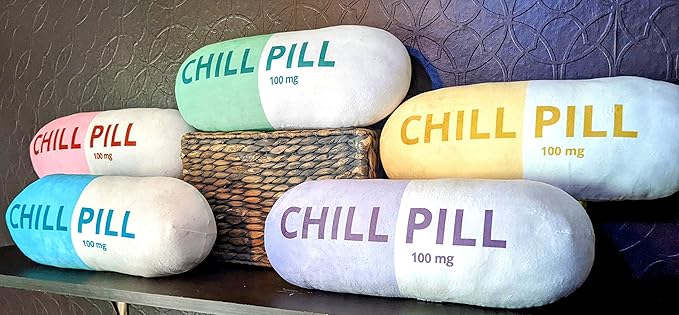 Chill Pill Pillow - Preppy Cute Trendy Room Decor Aesthetic Throw Pillows, Funny College Dorm Teenager Y2K Teacher Doctor Nurse Lawyer Student Friend Sister Birthday for her (Yellow)