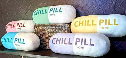 Chill Pill Pillow - Preppy Cute Trendy Room Decor Aesthetic Throw Pillows, Funny College Dorm Teenager Y2K Teacher Doctor Nurse Lawyer Student Friend Sister Birthday for her (Yellow)