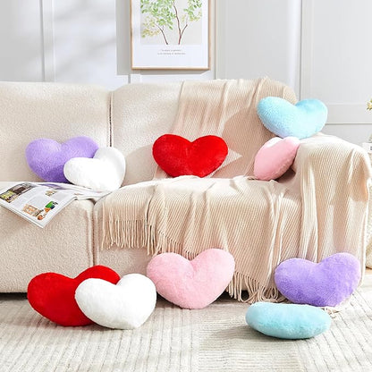 2 Pcs Pink Heart Pillow,Cute Heart Shaped Pillow Plush Heart Throw Pillow Set for Bed Livingroom Sofa Home Decor Girls Women Valentine (mini-12.9"x9.8")